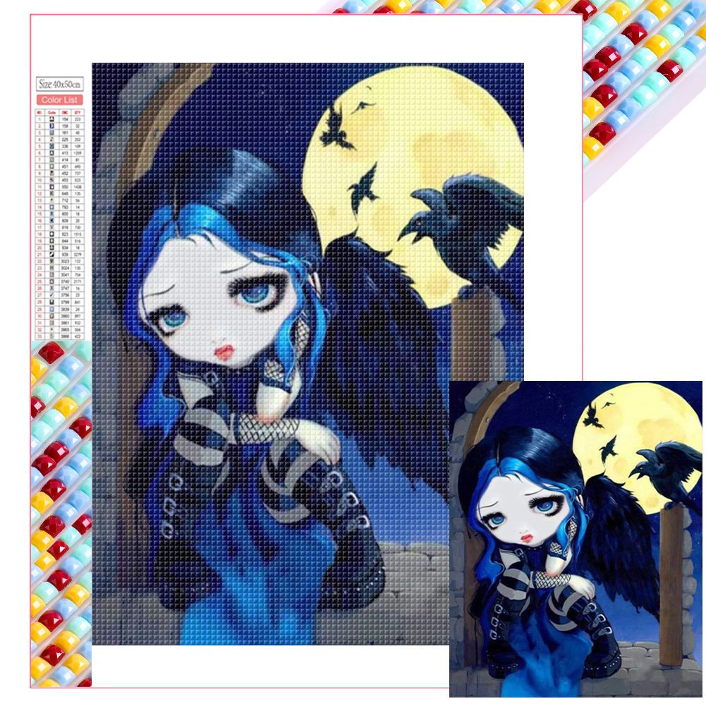 Crow Girl 40*50cm(picture) full square drill diamond painting