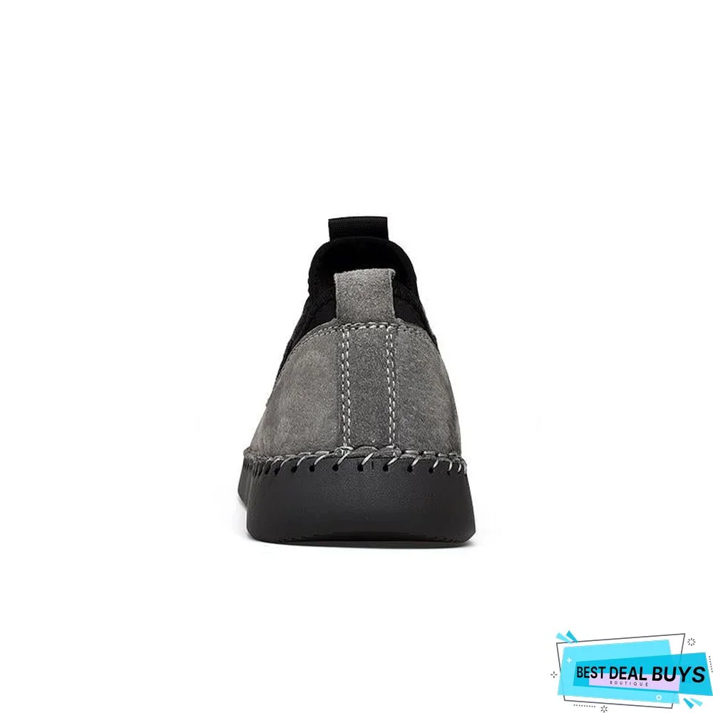 Men Leather Casual Big Size Flats Shoes