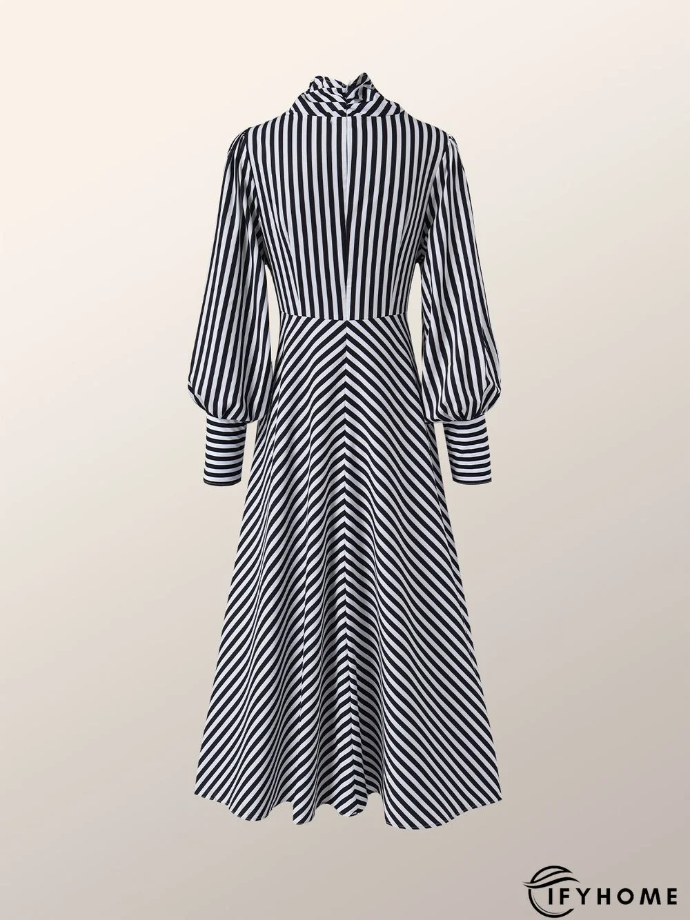 Fall Long sleeve Stand Collar Regular Fit Date Elegant Lady Dresses | IFYHOME