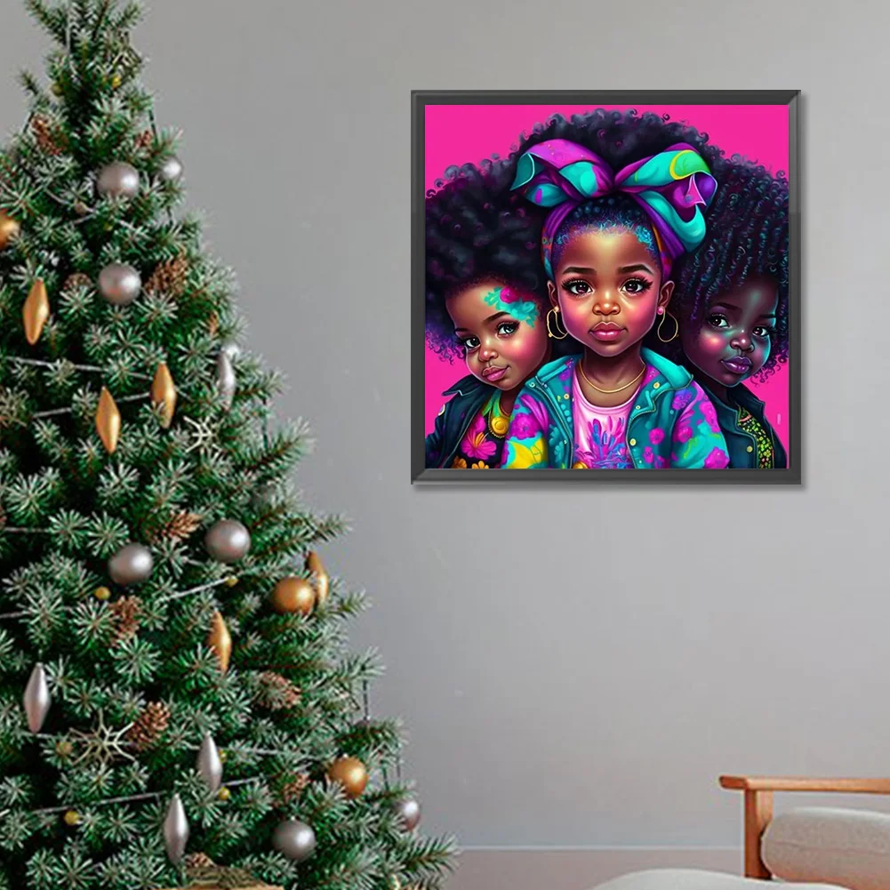 Diamond Painting - Full Round Drill - Black Girl(Canvas|30*30cm)