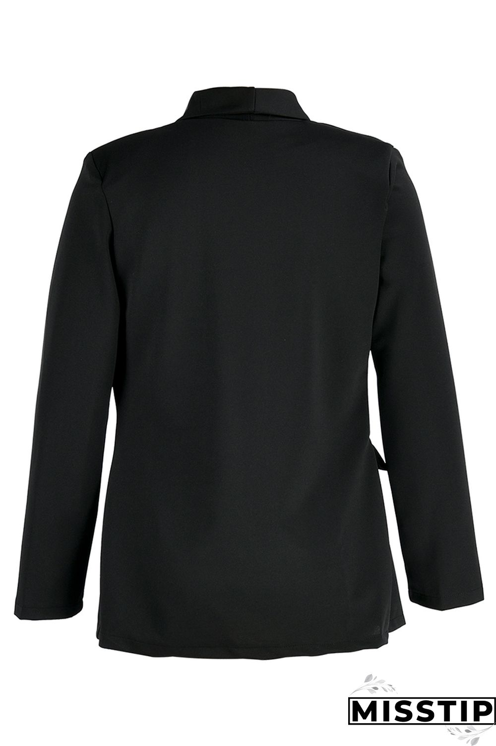 Black Fashion Casual Solid Patchwork Cardigan Turn-back Collar Outerwear