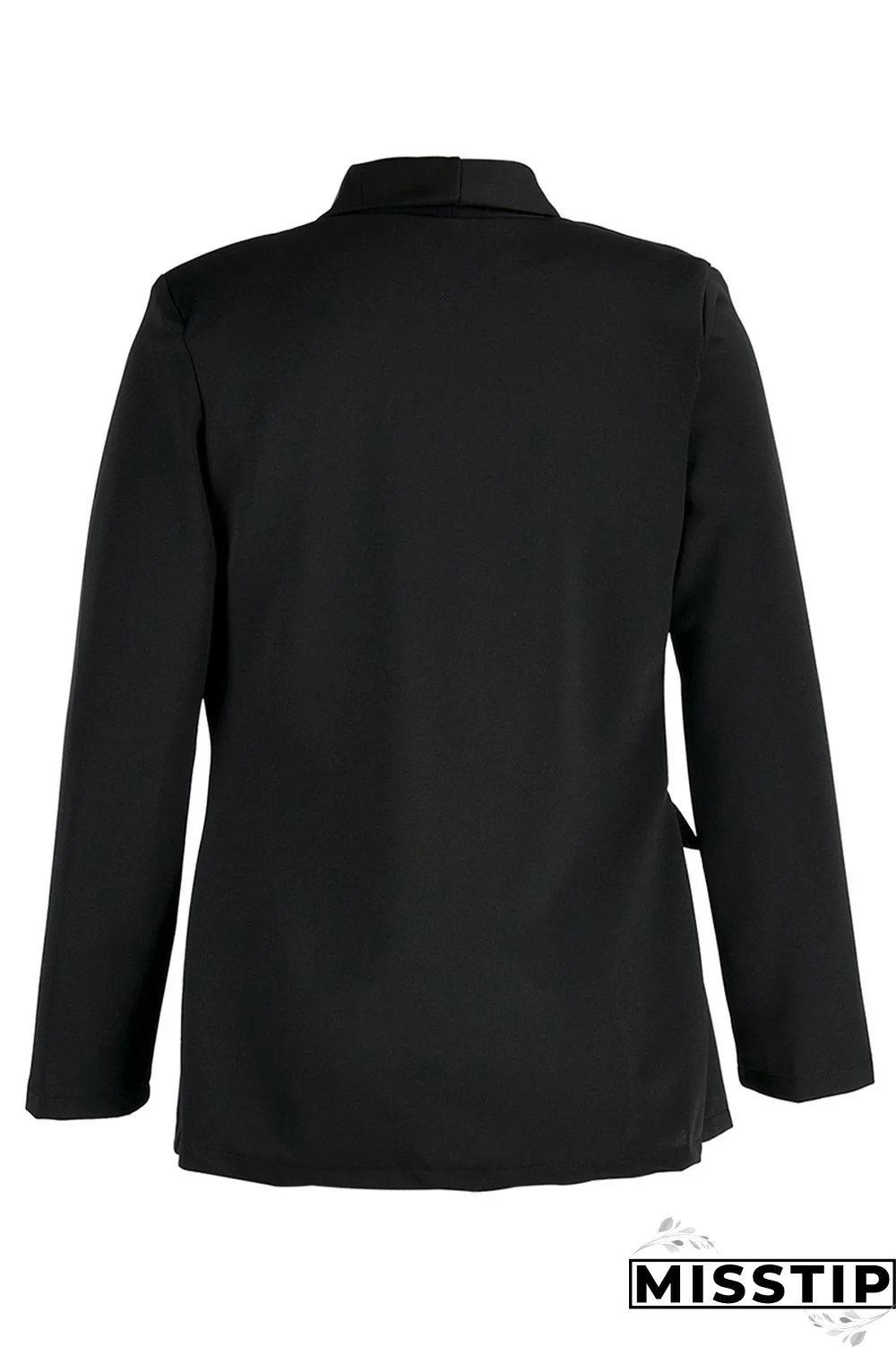 Black Fashion Casual Solid Patchwork Cardigan Turn-back Collar Outerwear