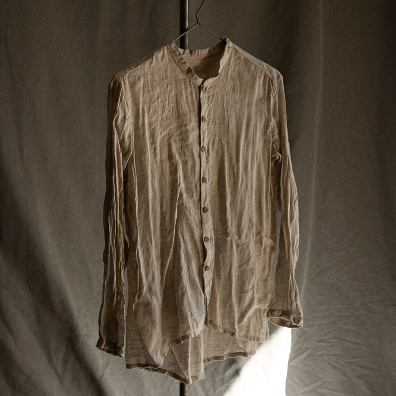 Men's Natural Grey Linen Shirt