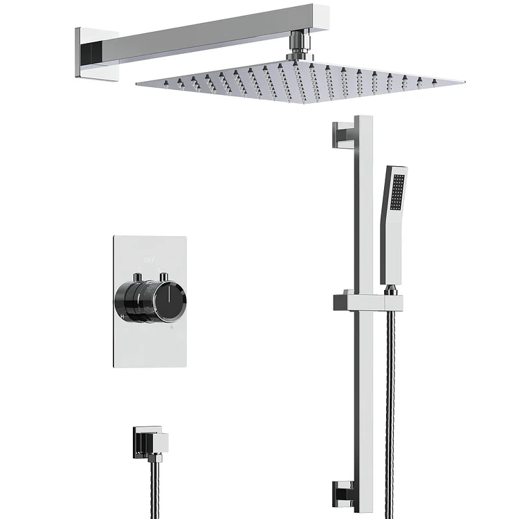 EVERSTEIN 10" Wall Mount Shower System with Handheld in Chrome 
