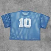 No.10 Letter Print Mesh Jersey