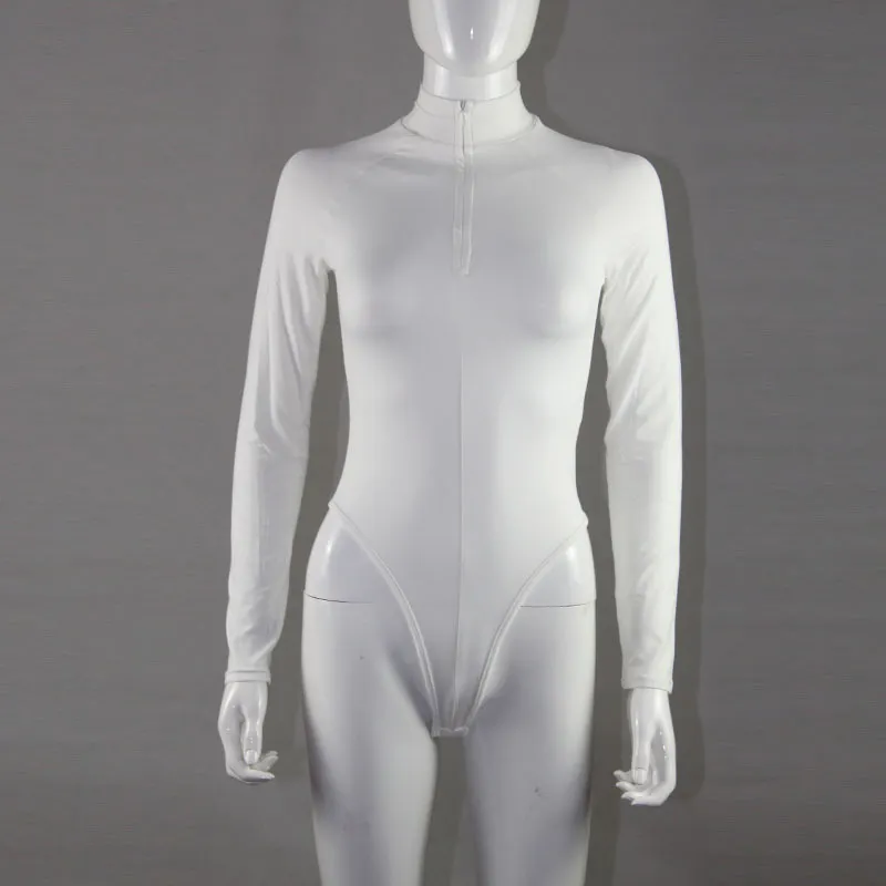 Brownm Women's Clothing Burst Long-Sleeved Zipper Tight Sexy Body-High Waist Zipper Slim Thin Top Woman