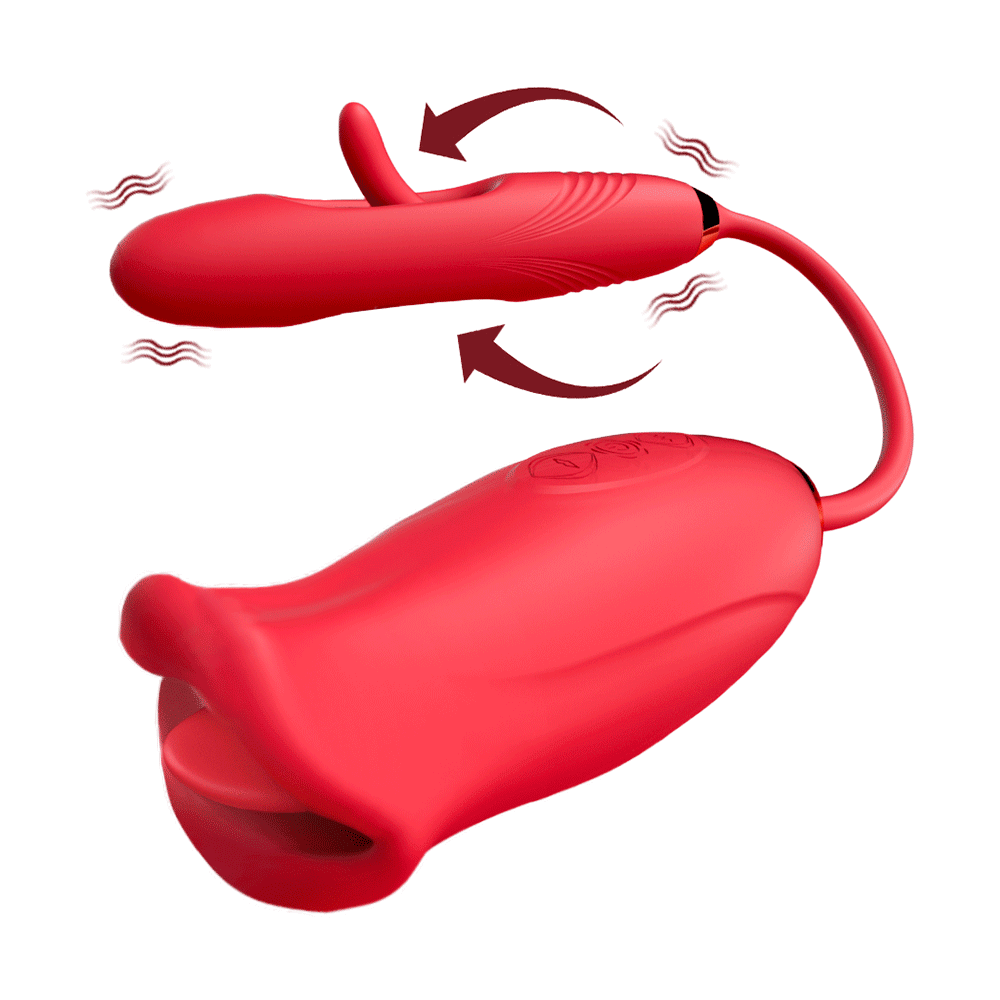 3-in-1 Bitting Licking Tapping Rose Vibrator G-spot Vibrator - Rose Toy