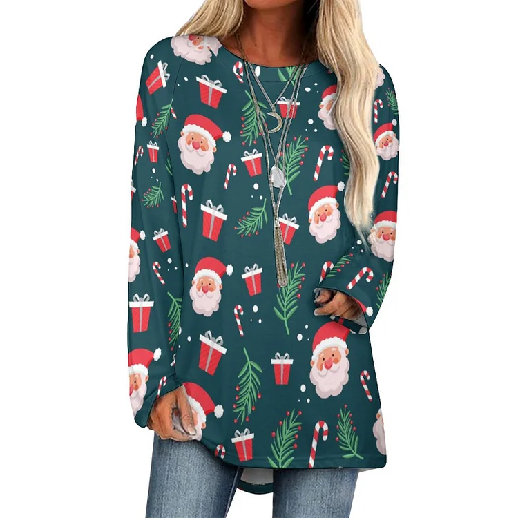 Personalized Custom Women's Raglan Long Sleeve T-shirt Christmas