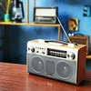 Retro Wooden Bluetooth Speaker, Rechargeable Portable Radio, 3 Band, AM, FM, SW with BT, USB, TF, AUX Extension Antenna, Bluetooth Speake