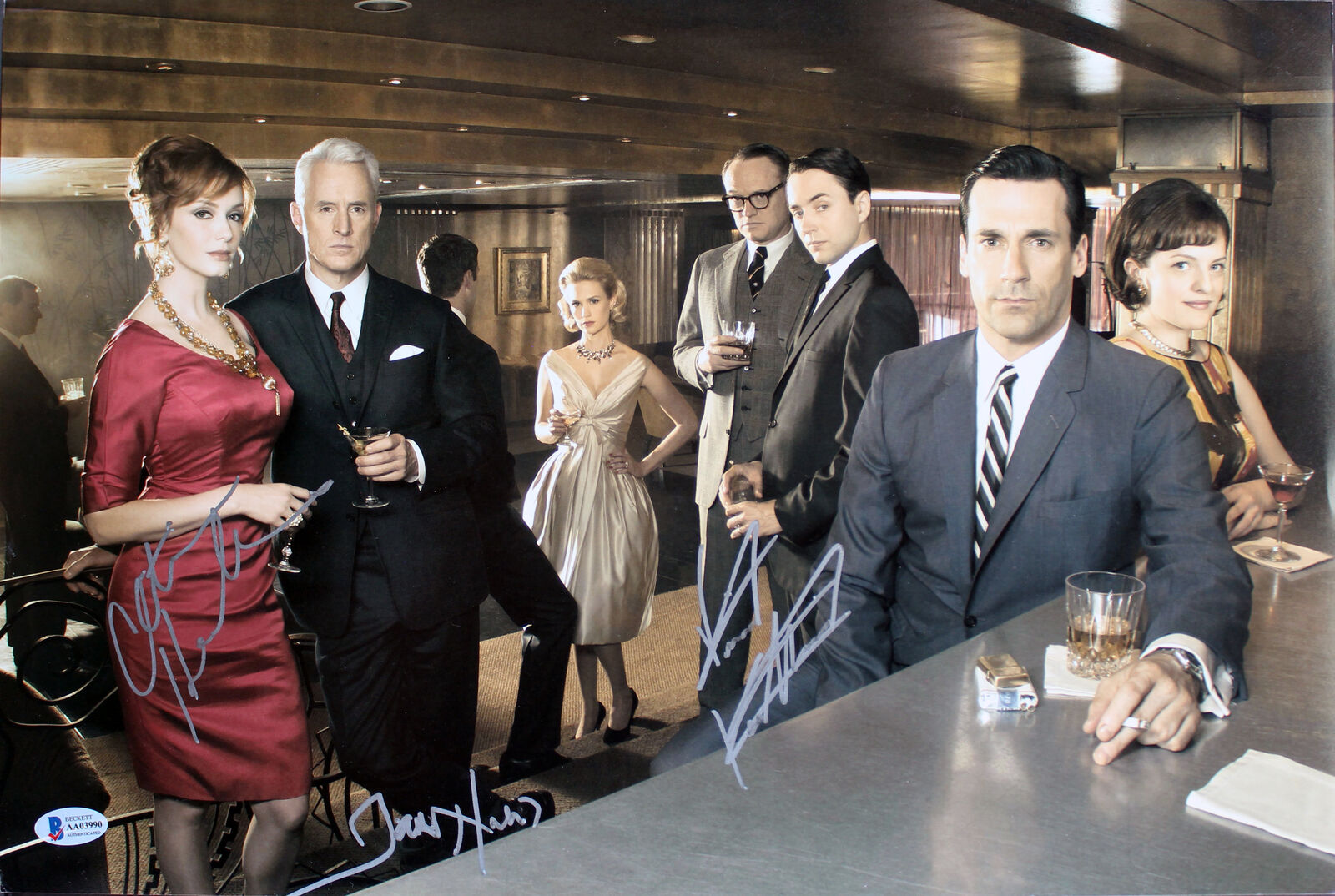 Mad Men (3) Hendricks, Kartheiser & Harris Signed 12x18 Photo Poster painting BAS #AA03990