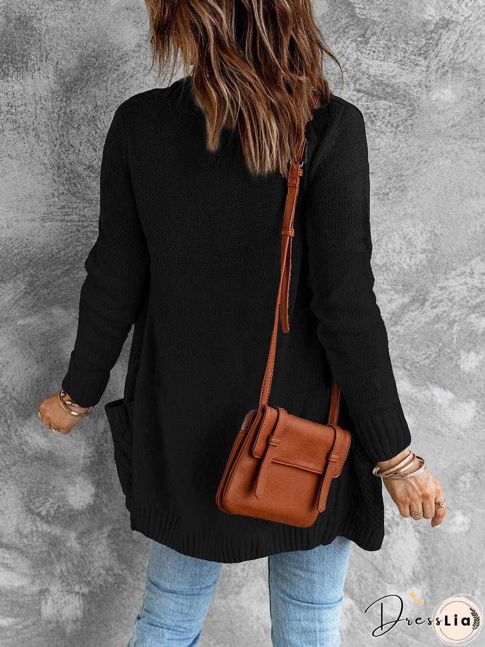 Cozy Black Knit Cardigan with Button-Up Front and Pockets