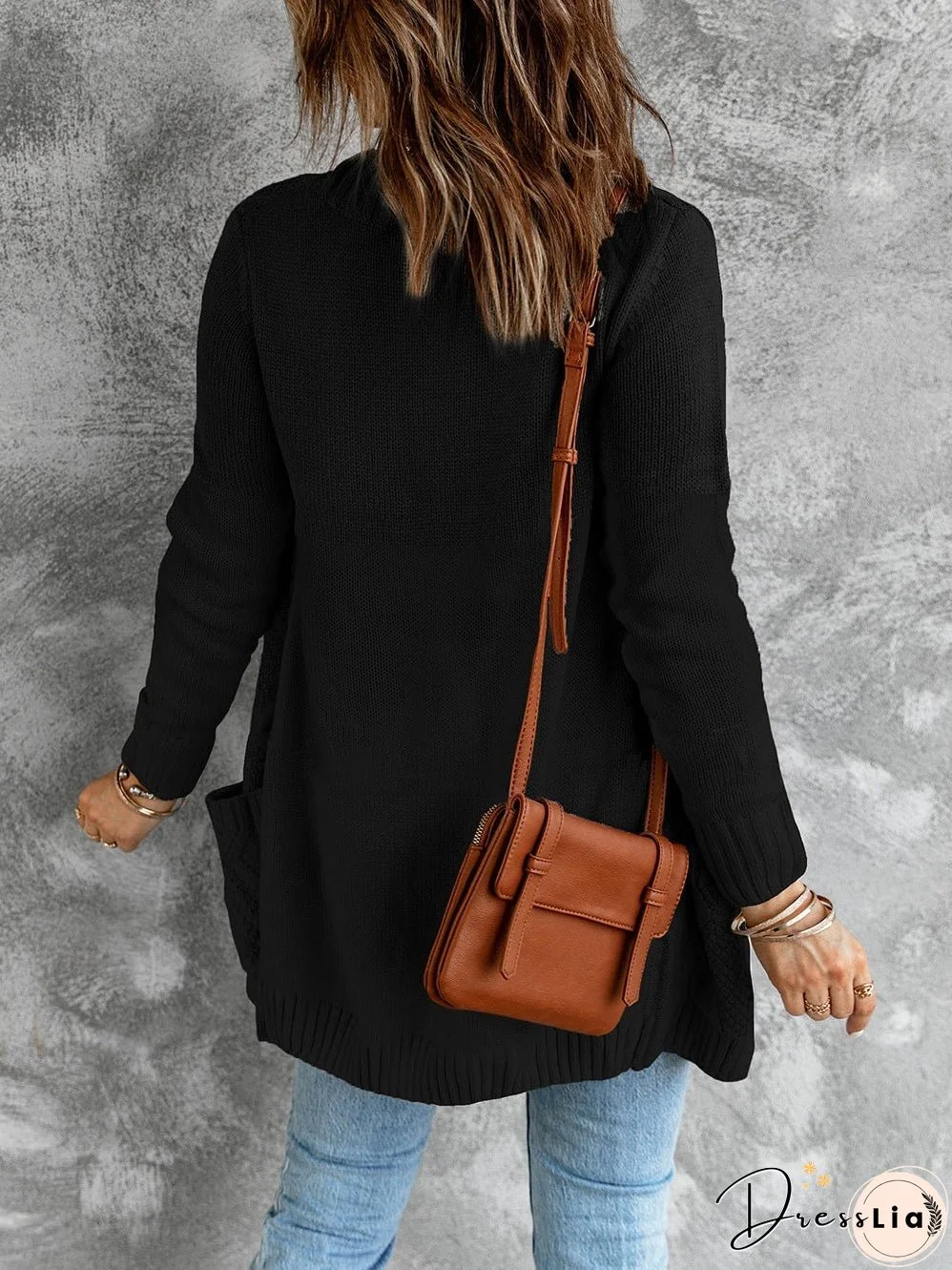 Cozy Black Knit Cardigan with Button-Up Front and Pockets