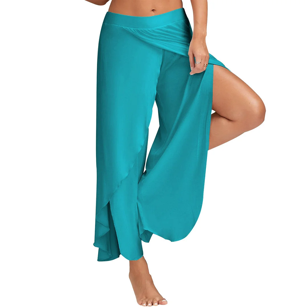Uveng Waist Sports Fitness Yoga Wide Leg Color Pants