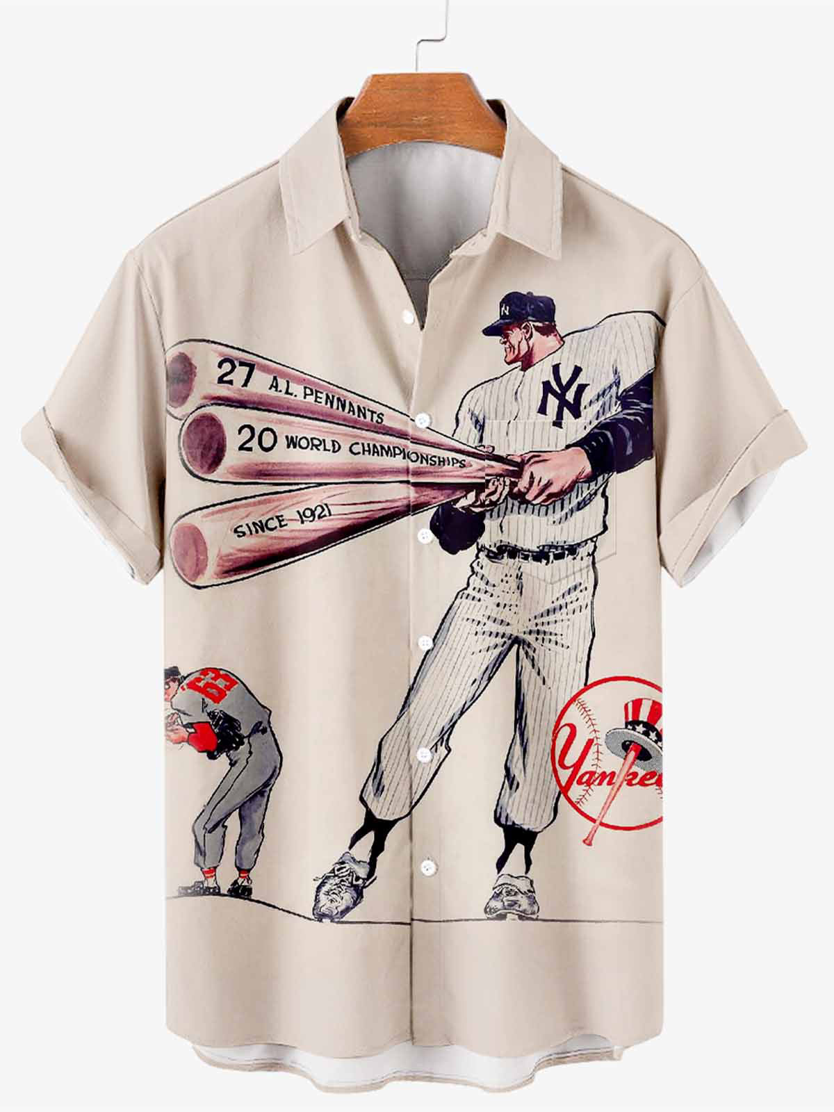 Men's Baseball Game Graphic Short Sleeve Shirt PLUSCLOTHESMAN