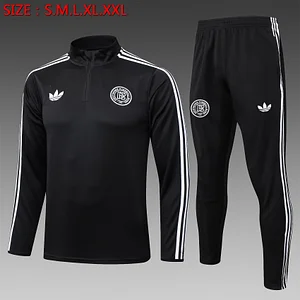 2025 Germany 125th Anniversary Half-Pull Training Suit Black Jersey Set