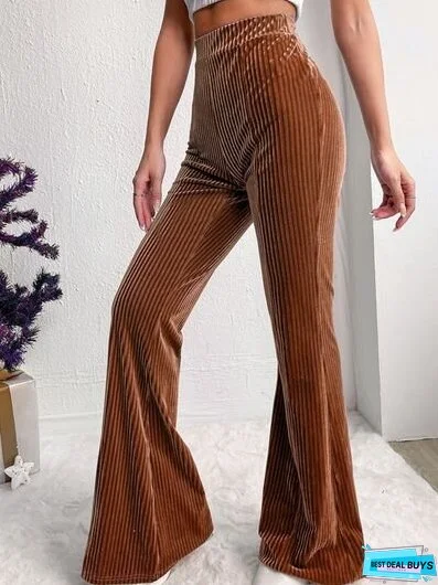 Ribbed High Waist Bootcut Pants