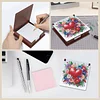 Wooden DIY Flower Heart Diamond Painting Kit Note Box with 160 Papers for Office