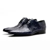 Fashion Mens Blue Business Shoes Genuine Leather