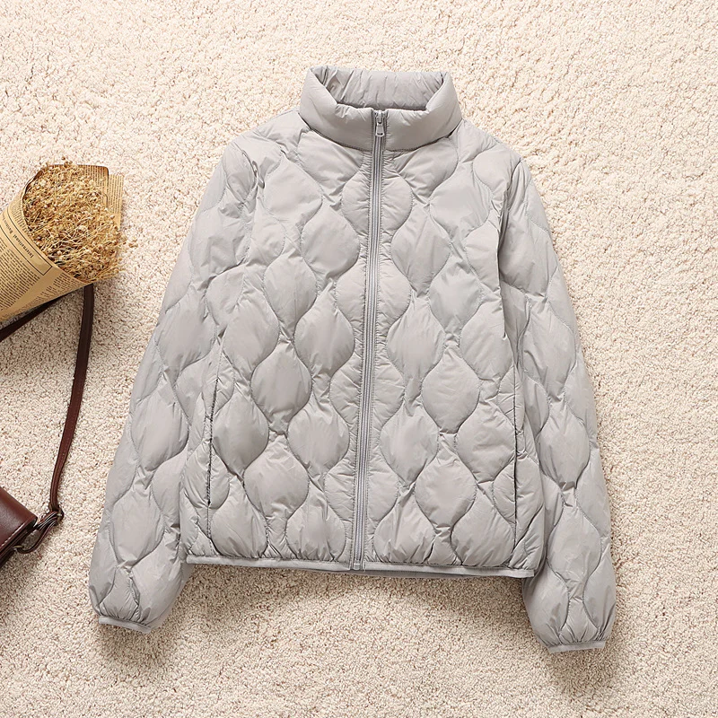 Woherb Autumn And Winter New Style Down Jacket Female Short Style Ling Ge Fashion Korean Version Shows Thin Stand Collar Light White Duck Down Coat Tide-Outfit Ideas