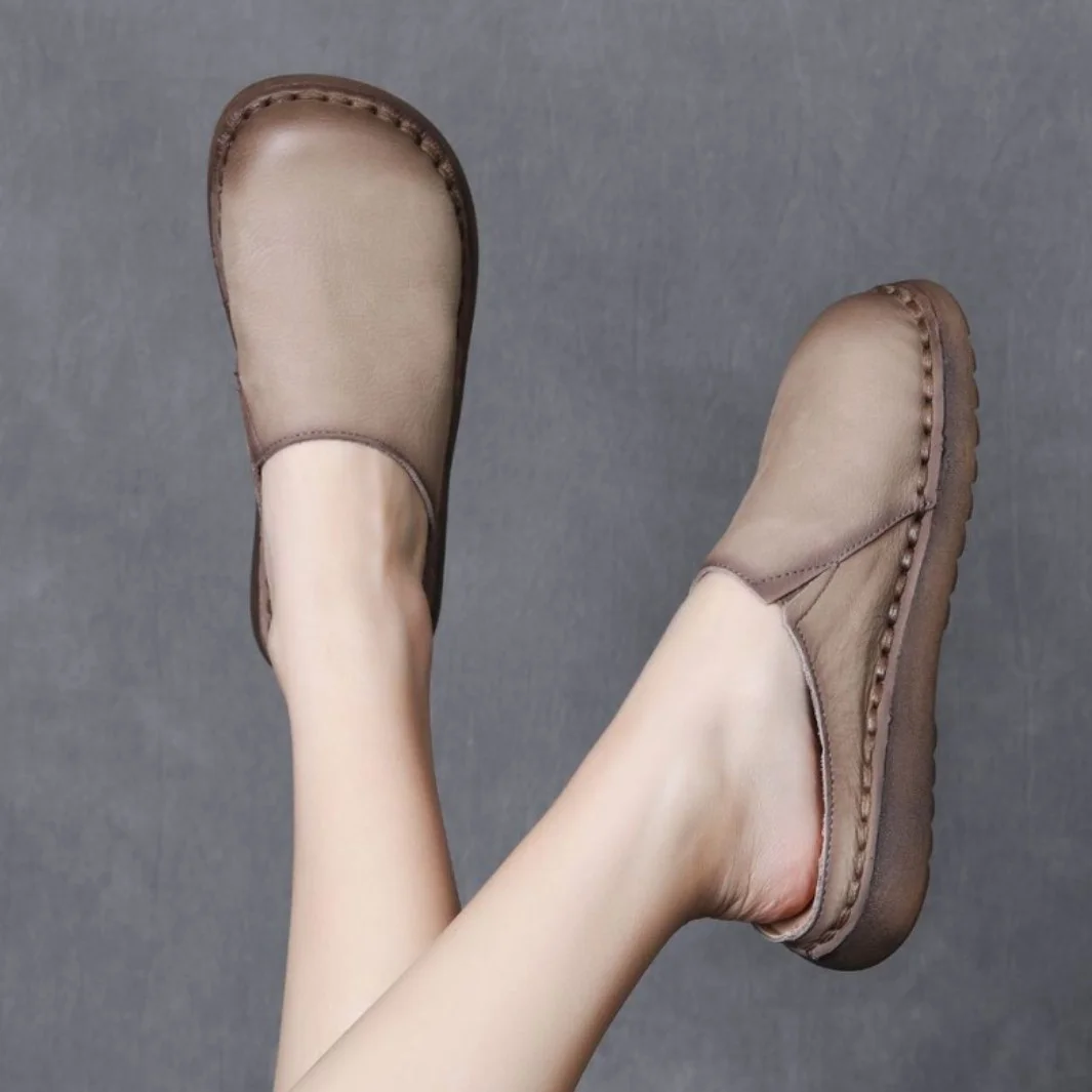 Yyvonne Time 99] Head-Level Cowhers Women Retro Handmade New Comfortable Flat Base Soft Base Birken Sandals