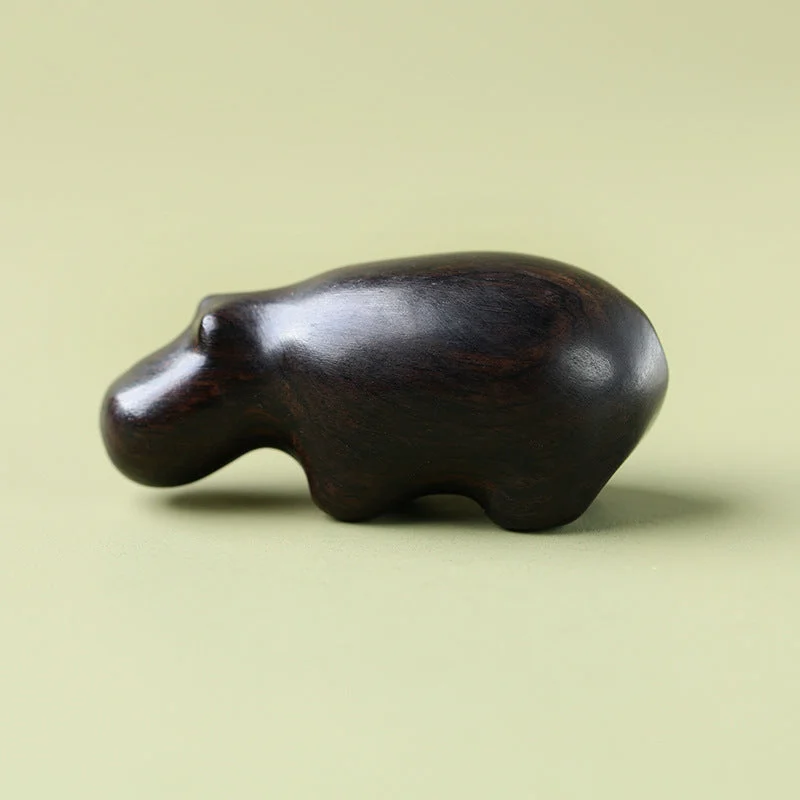 Hand Carved Hippo Miniature decor Wooden Craving Handmade natural Wood Ornament Sculpture Wooden Hippo Statue