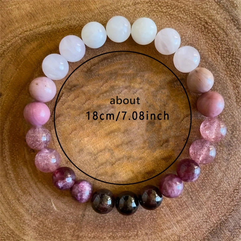 Tume Hot Pink Peach Blossom Natural Stone Bracelet Women’s High-end Style Handmade Beaded Bracelet