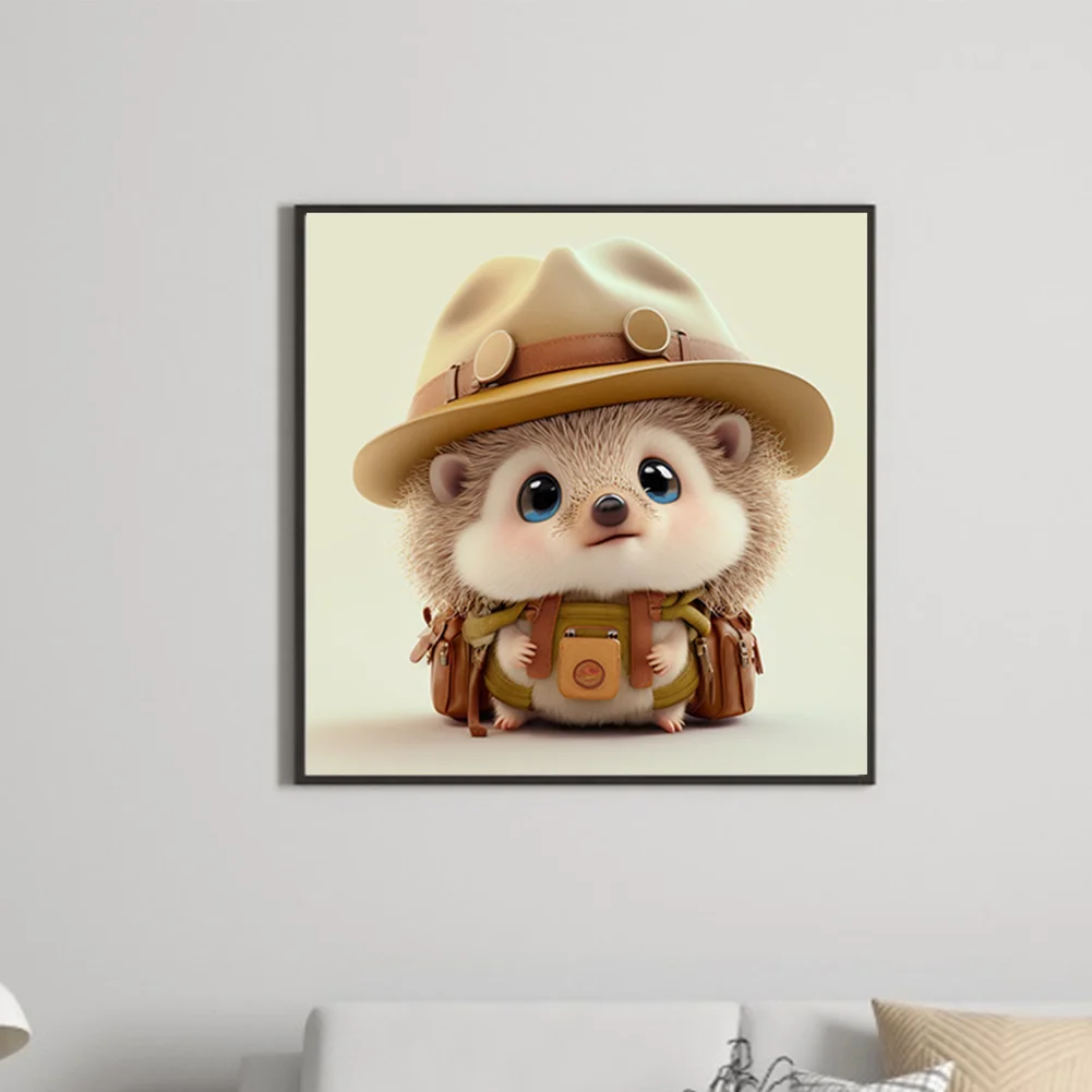 Full Round Diamond Painting 30*30cm - Little Detective Hedgehog