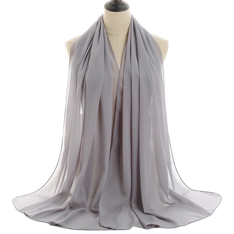 Women’s Minimalist Solid Color Chiffon Cotton Linen Scarves