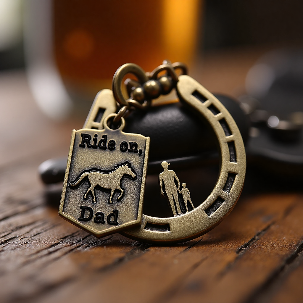 "Ride on, Dad" Horseshoe Keychain - A Timeless Gift of Strength & Love
