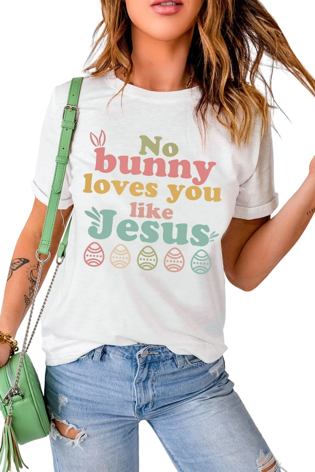 White No bunny loves you like Jesus Easter Day T-shirt