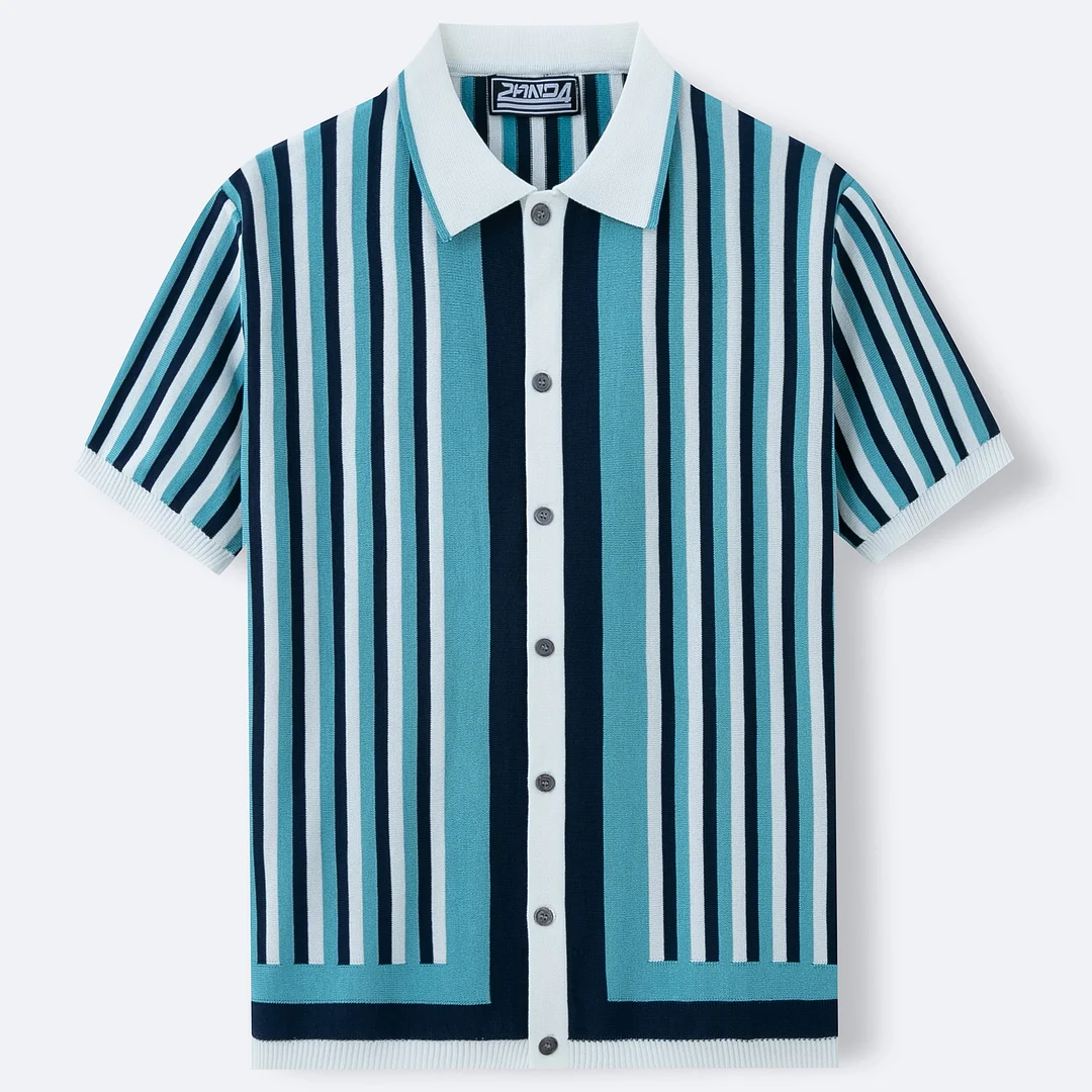 Uveng Uveng Men's Men's Striped Knits Iced Silk Knits Business And Leisure Polo Shirts