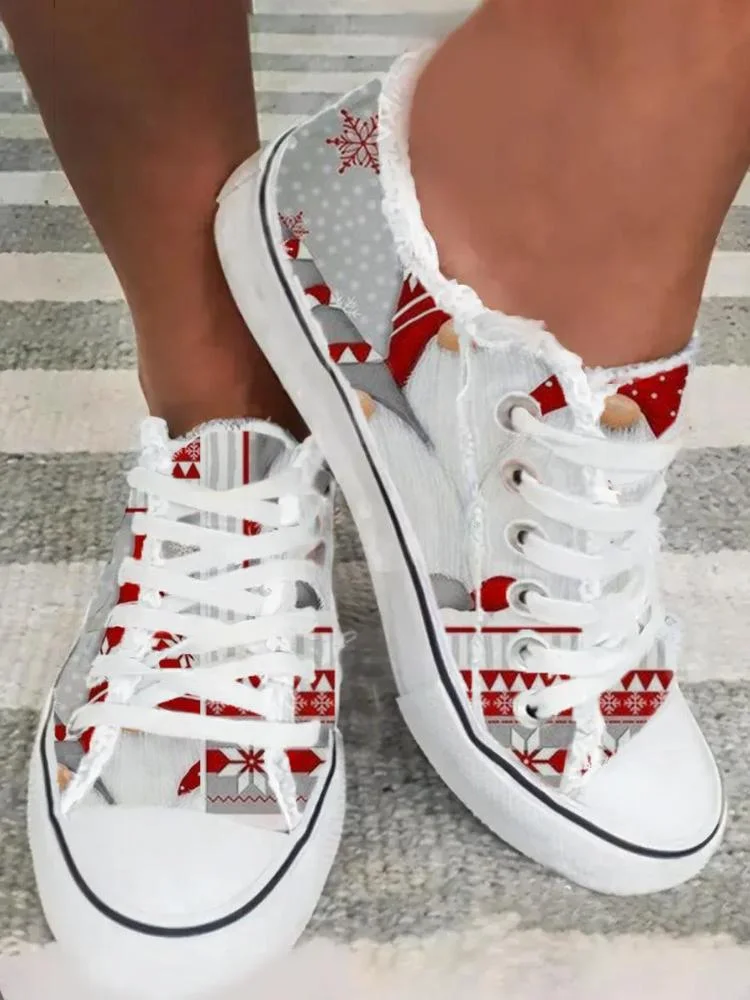Christmas Santa Claus Snowflake Daily Canvas Shoes
