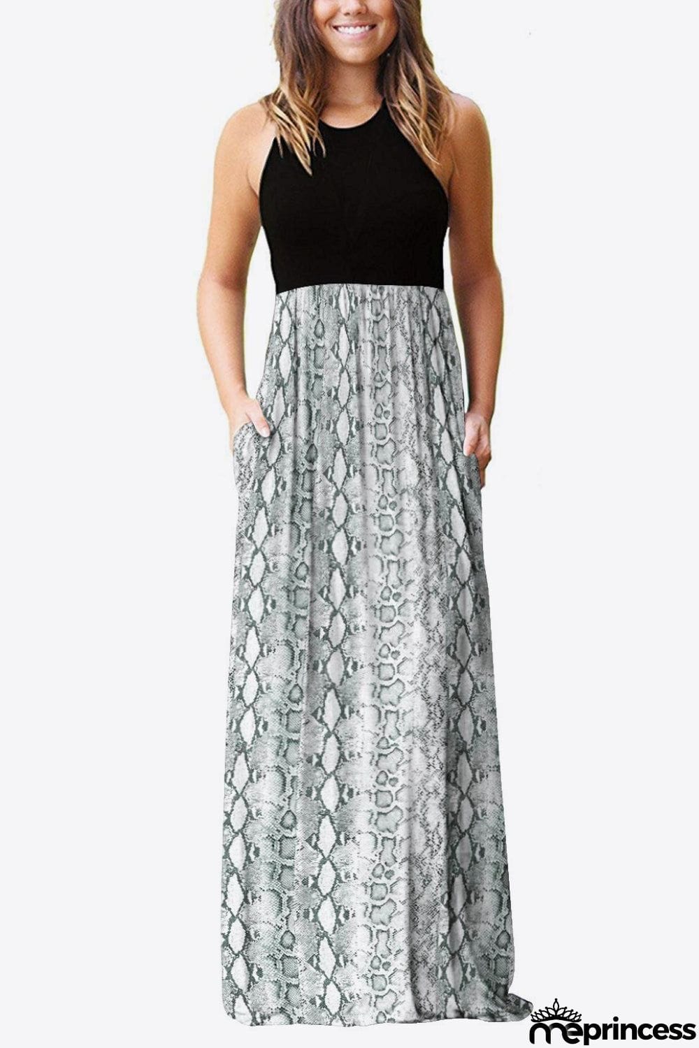 Empire Waist Sleeveless Dress with Pockets