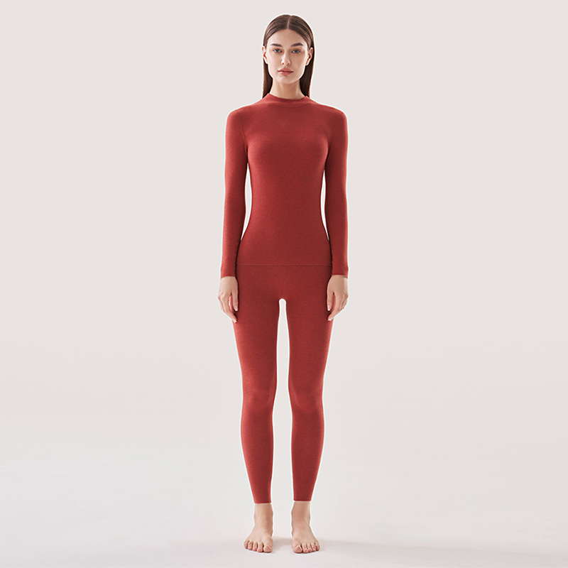 Women's Half-turtleneck Silk Cashmere Thermals Underwear Set-Real Silk Life