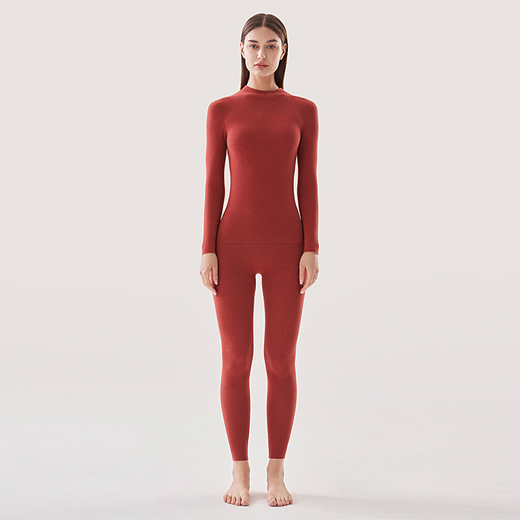 Women's Half-turtleneck Silk Cashmere Thermals Underwear Set-Chouchouhome