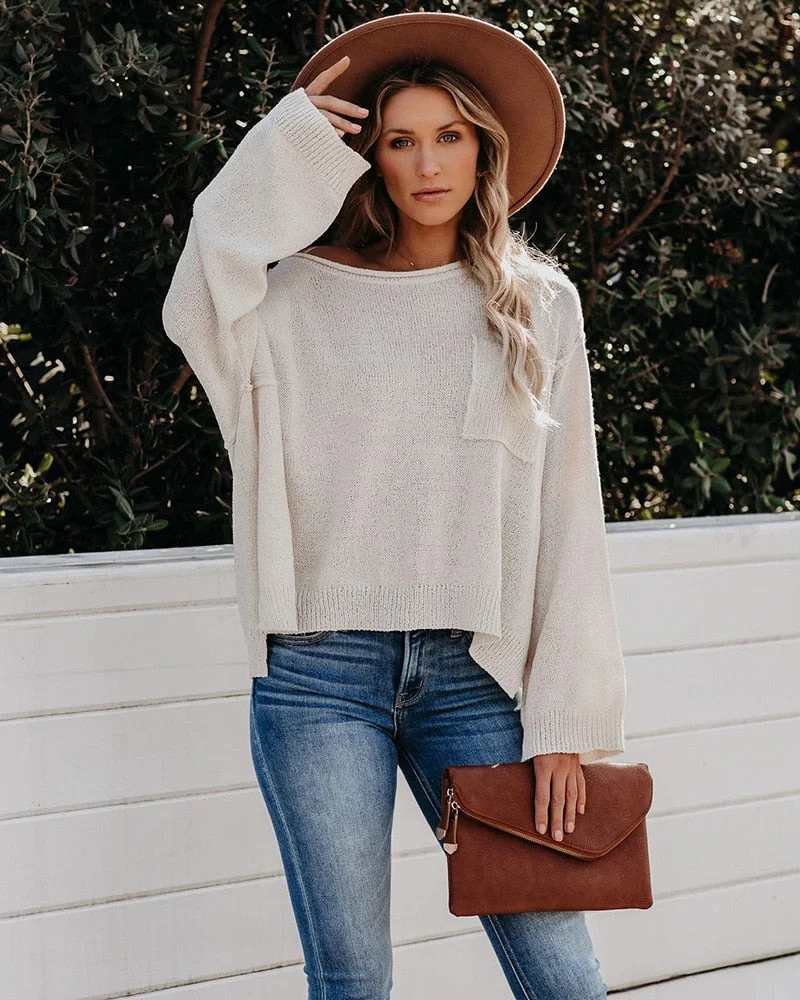 Fitshinling Bohemian Autumn Winter Sweater Oversize Pocket Loose Jumper Knitwear Big Size Holiday Woman Sweaters Pullovers Sale