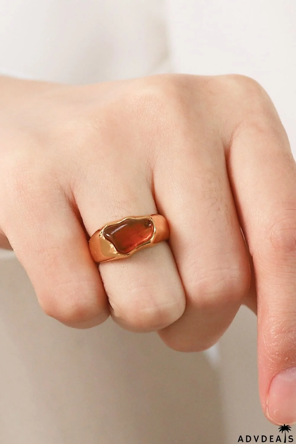 Inlaid Natural Stone Stainless Steel Ring