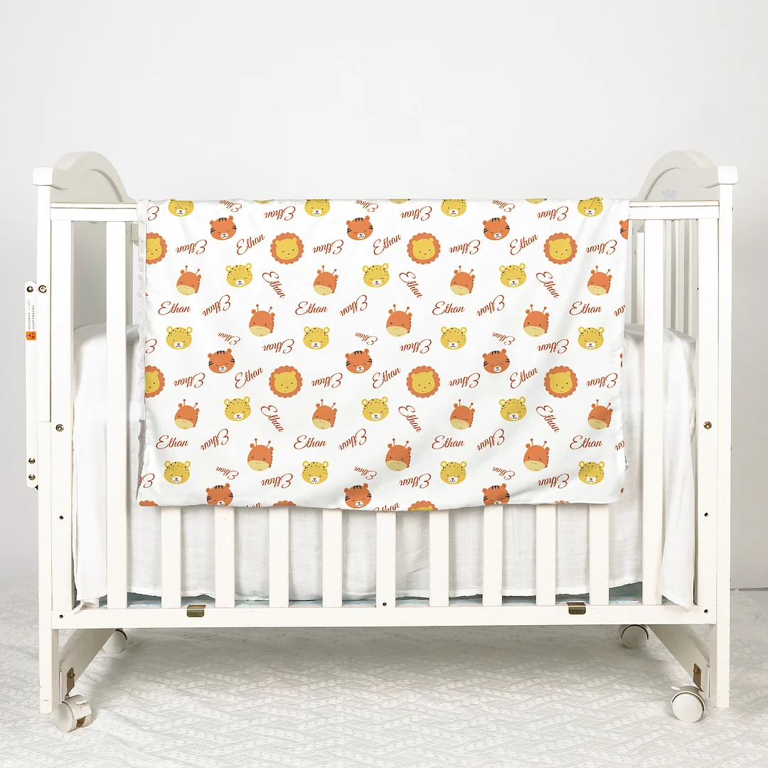 Ethan's Personalized Baby Name Blanket, Safari Animals