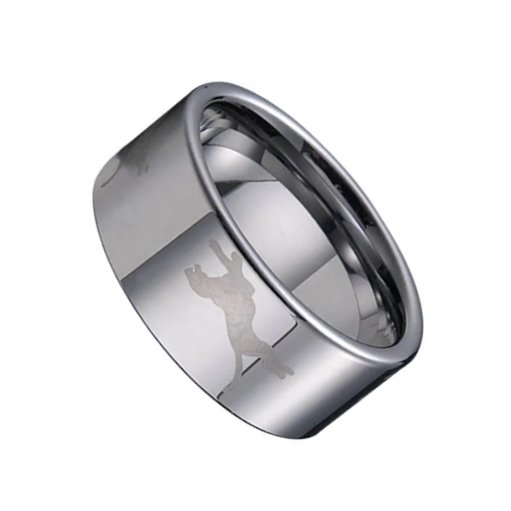 6MM 8MM 12MM Silver Laser Animal Pattern Flat Couples Tungsten Rings High Polished