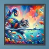 5D DIY Full Round Drill Diamond Painting Goldfish and Cat Home Decor 40x40cm