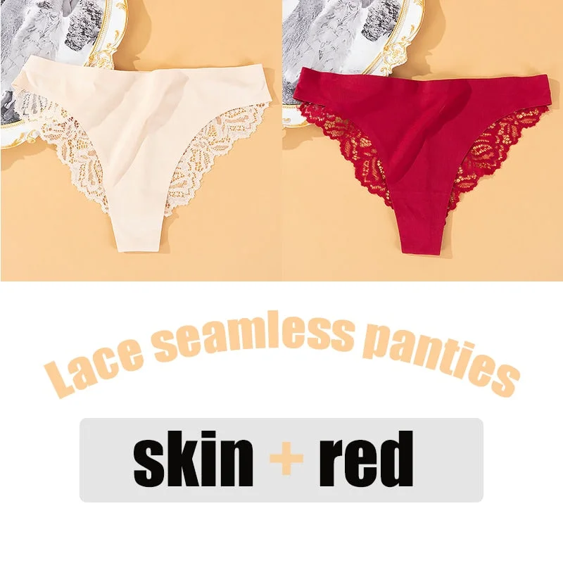 2PCS/Set Lace Panties Seamless Women's Underwear Soft Sexy Lingerie Intimate Hollow Out Underpants Comfortable Female Underwear