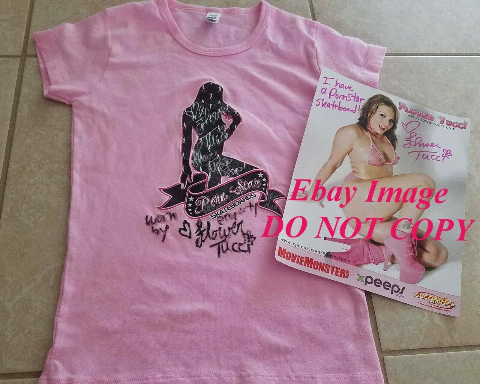 FLOWER TUCCI: Personal Worn Signed Shirt & Photo Poster painting w/COA Adult Porn Star Sexy 1/1