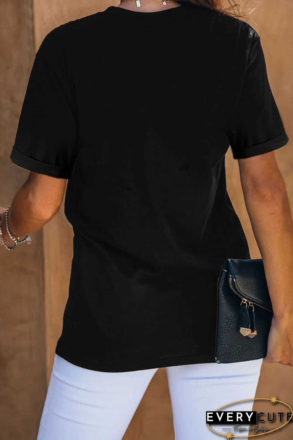 Black Casual Mama Letter Print Leopard Graphic Tee