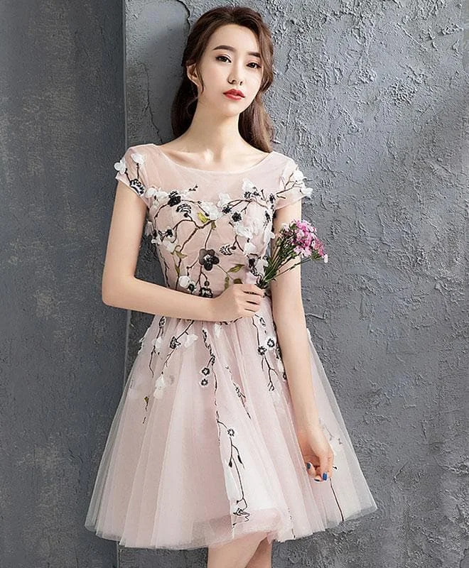 Pink Tulle Short Prom Dress, Homecoming Dress, Cocktail Dress