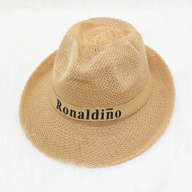 Men’s Minimalist Solid Color Big Eaves Straw Hat