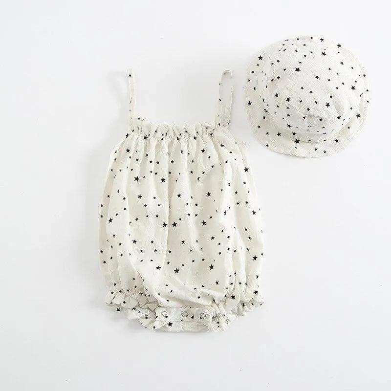 New 2021 Baby Girls Clothing Fashion Lapel Short Sleeves Rompers Summer Stars Printing Infant Clothes Baby Girls Rompers