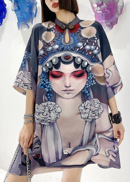 New Summer Peking Opera Face Design And Slim Slim Dress