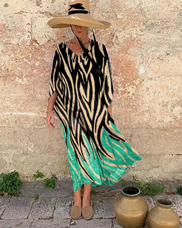 Resort Abstract Art Print Loose Fit Dress