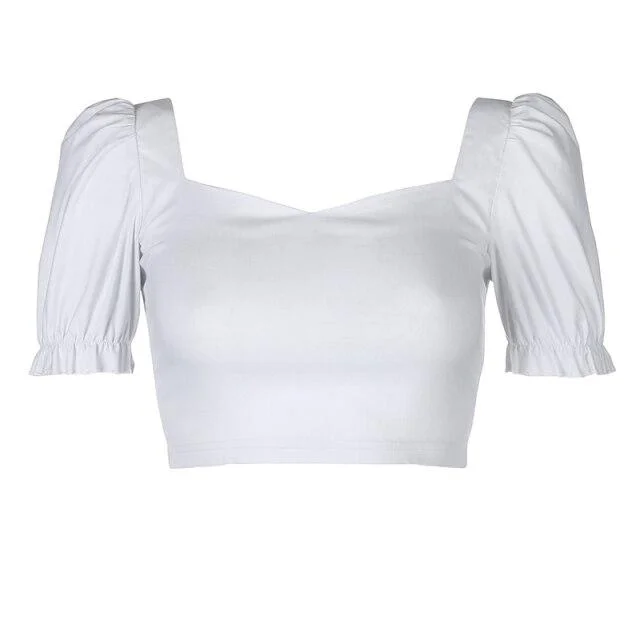 TRENDY ALTERNATIVE PUFF SLEEVE CROP BLOUSE