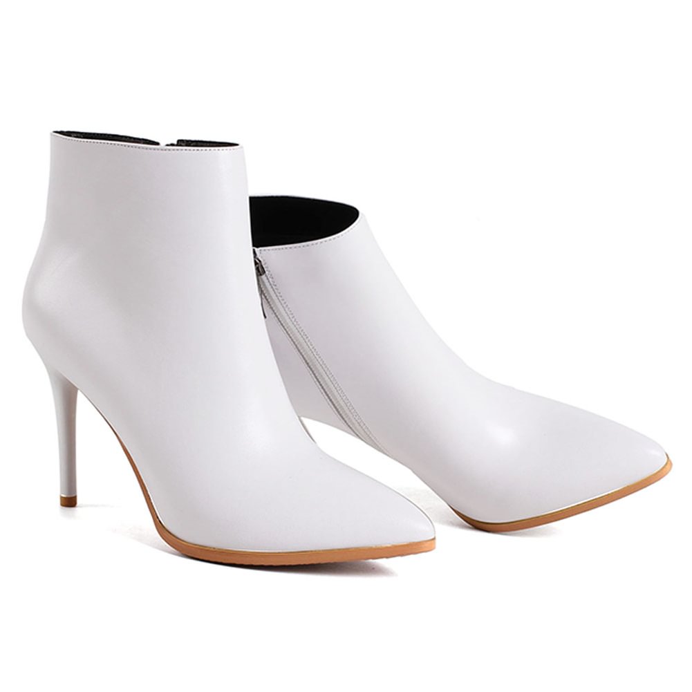 90mm Women's Zipper Ankle Boots Solid Color-vocosishoes